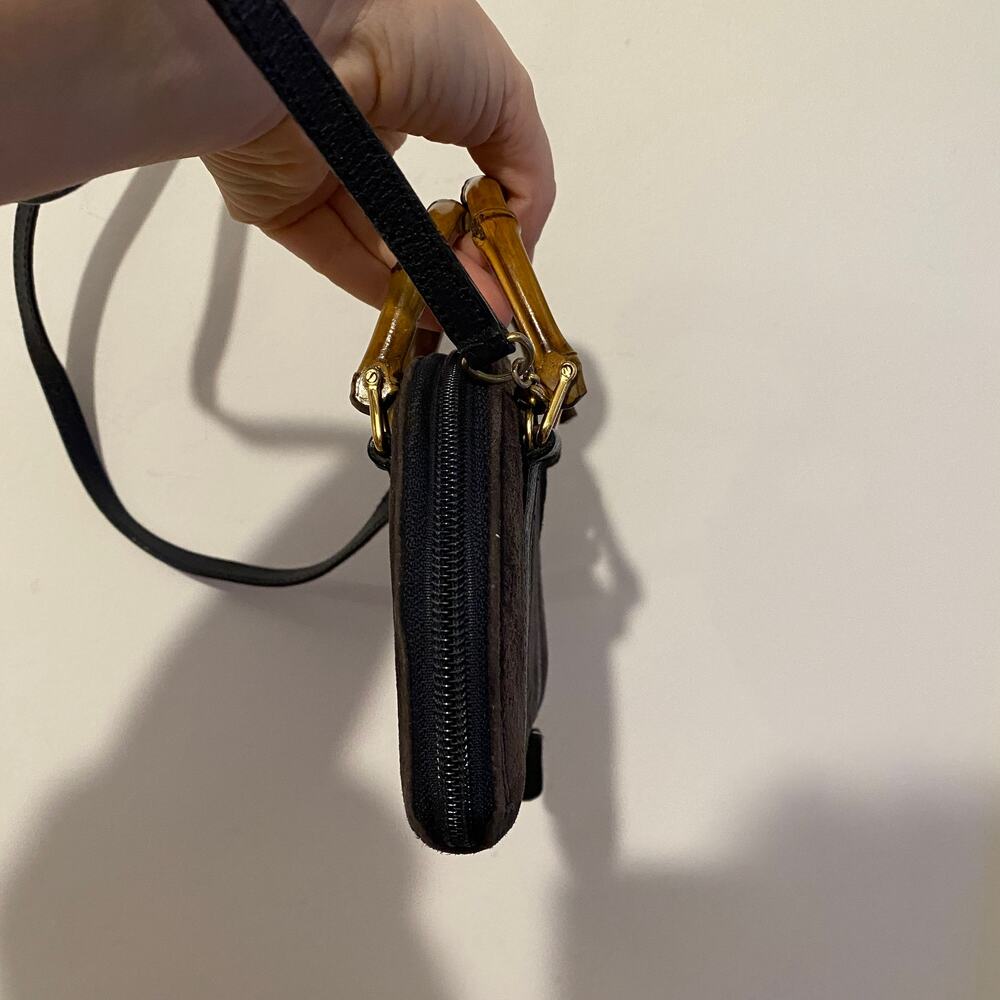 Gucci GG Bamboo Wallet Strap Suede Mini Micro Handbag Blue Vintage Bag Tom Ford - Picture 10 of 13